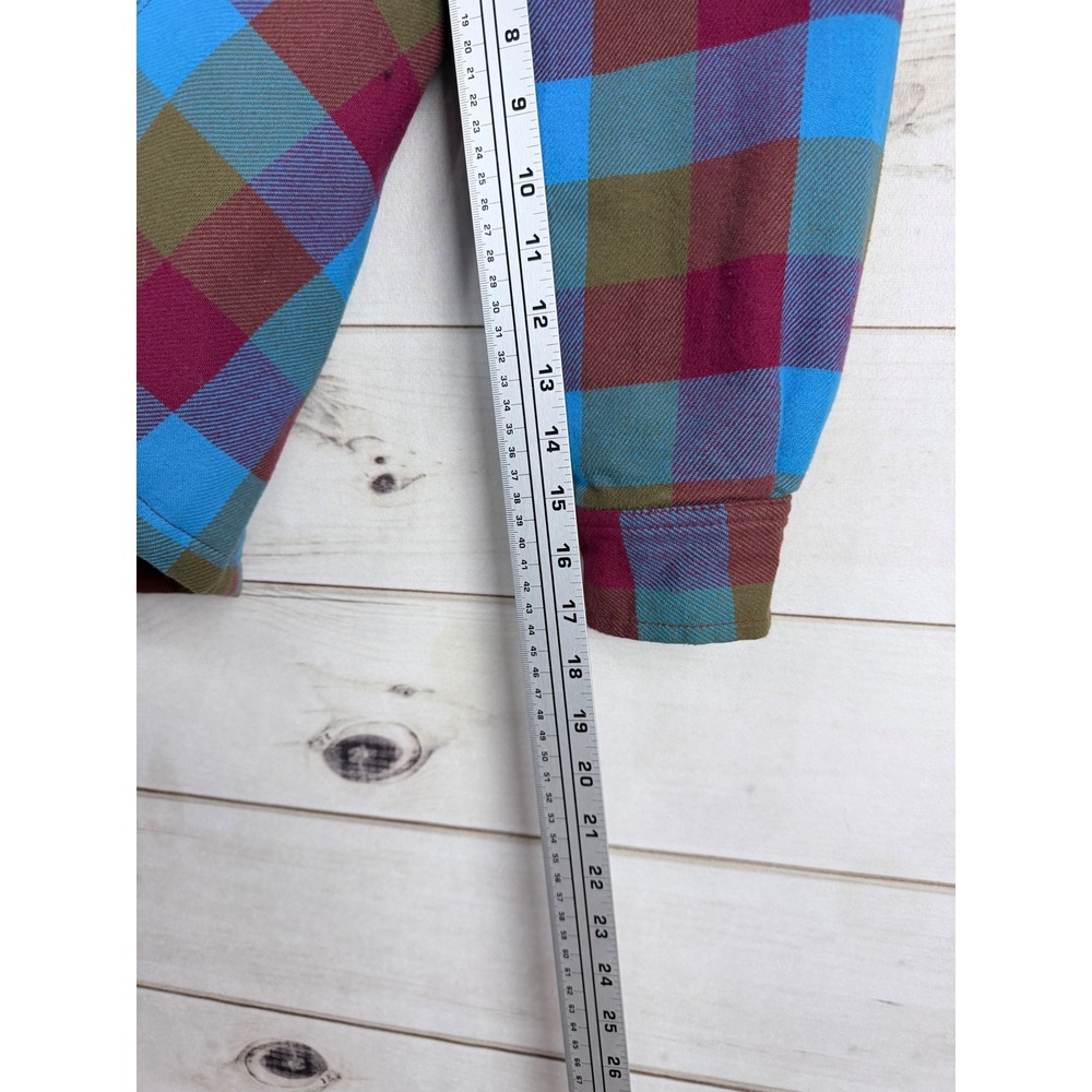 Duluth Trading Shacket Women Small Flapjack Flannel Shirt Snaps Quilt Lined - Picture 7 of 7